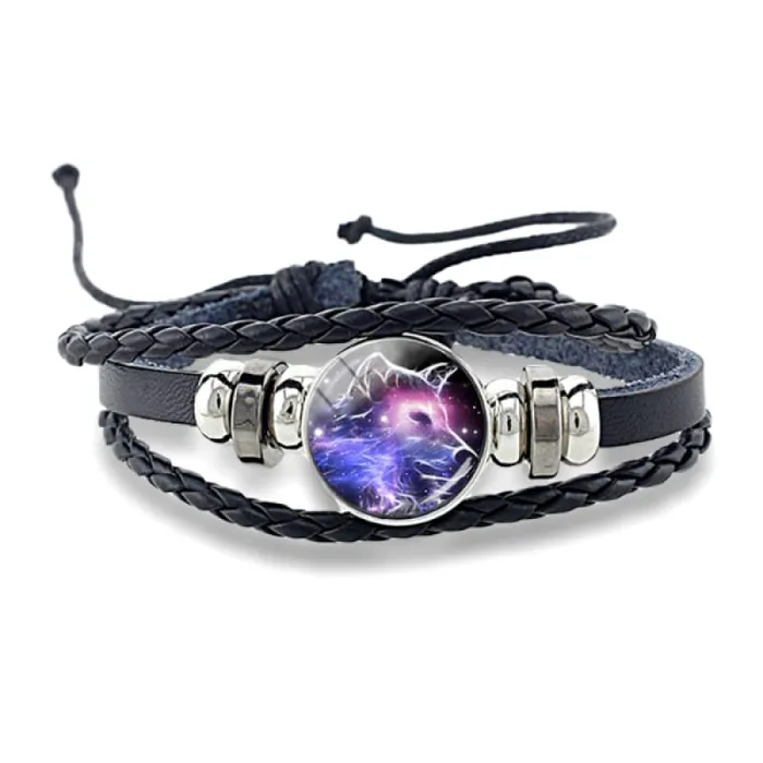 Purple Leather Wolf Bracelet Wolf Stuff Bracelets