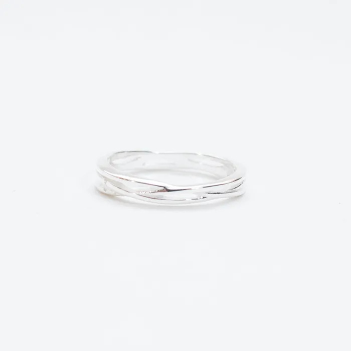 Silver Lotus Rings Silver Three Band Twist Ring