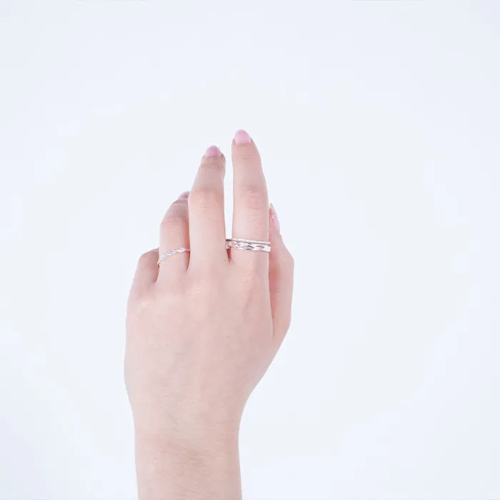 Silver Lotus Rings Silver Three Band Twist Ring