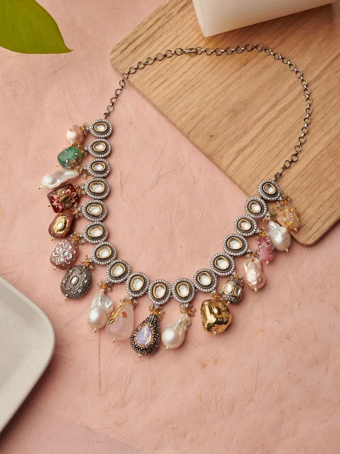 The Victorian Polkhi Droplet Necklace Curio Cottage Necklaces