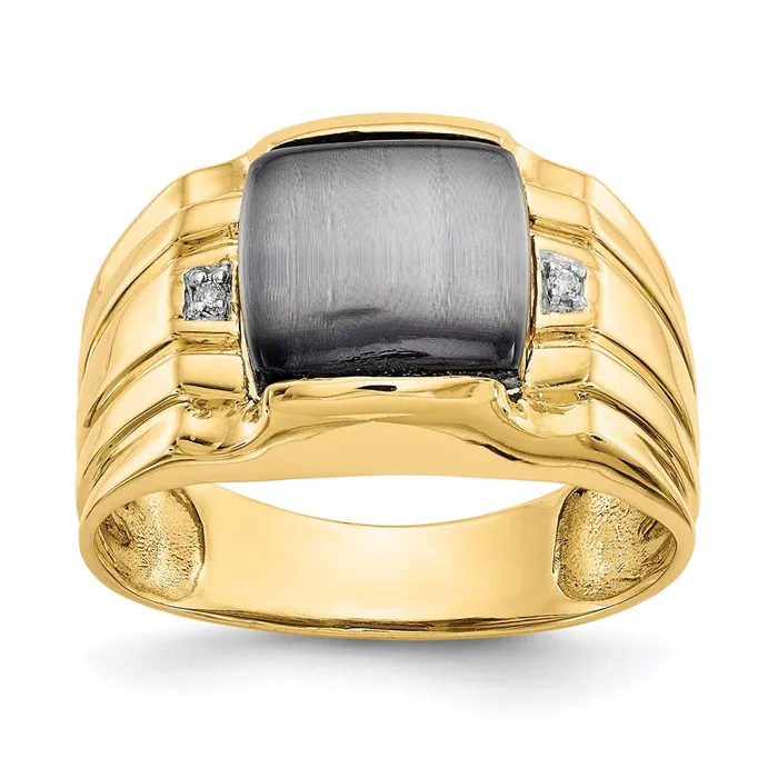 10k Gray Cats Eye 01ct Diamond Mens RingWBC10X12 WB Choice Jewelry Rings 10k Gray Cats Eye 01ct Diamond Mens RingWBC10X12 WB Choice Jewelry Rings