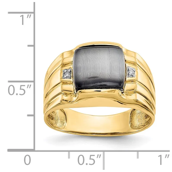 10k Gray Cats Eye 01ct Diamond Mens RingWBC10X12 WB Choice Jewelry Rings
