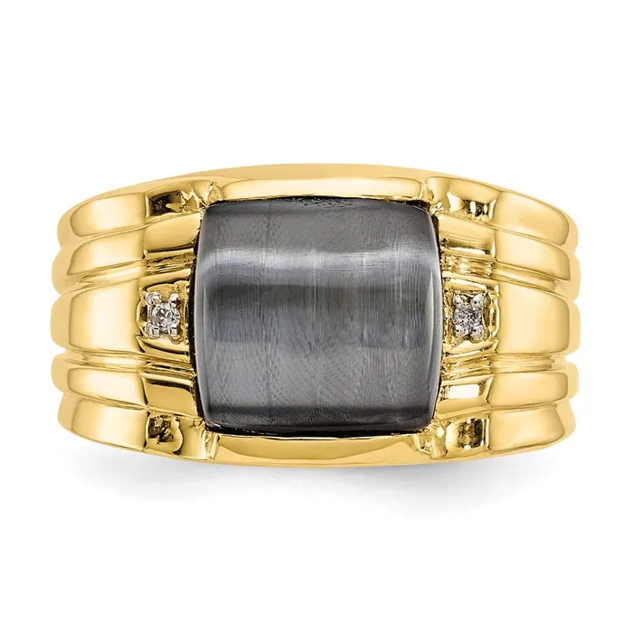 10k Gray Cats Eye 01ct Diamond Mens RingWBC10X12 WB Choice Jewelry Rings