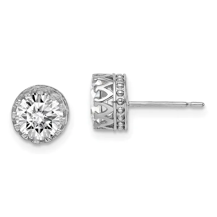10k Tiara Collection White Gold 7mm Polished CZ EarringsWBC10YC404W WB Choice Jewelry Earrings 10k Tiara Collection White Gold 7mm Polished CZ EarringsWBC10YC404W WB Choice Jewelry Earrings