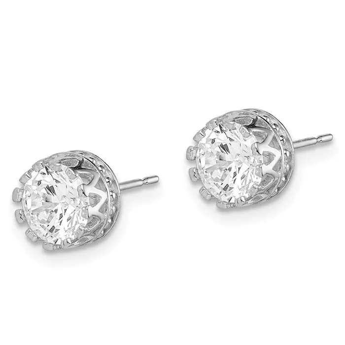 10k Tiara Collection White Gold 7mm Polished CZ EarringsWBC10YC404W WB Choice Jewelry Earrings