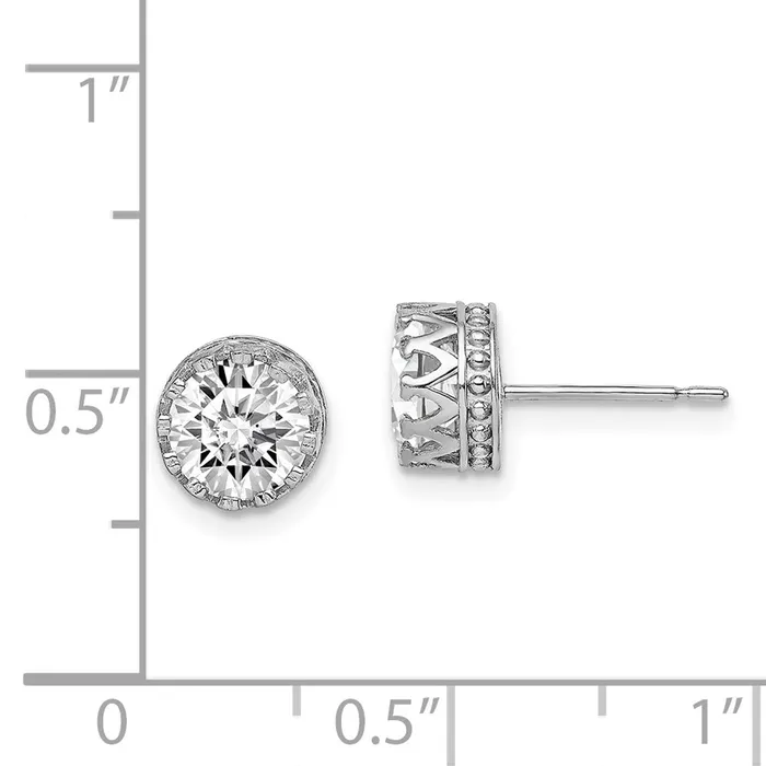 10k Tiara Collection White Gold 7mm Polished CZ EarringsWBC10YC404W WB Choice Jewelry Earrings