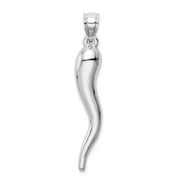 10k White Gold Hollow Italian Horn PendantWBC10K6385 WB Choice Jewelry Necklaces 10k White Gold Hollow Italian Horn PendantWBC10K6385 WB Choice Jewelry Necklaces