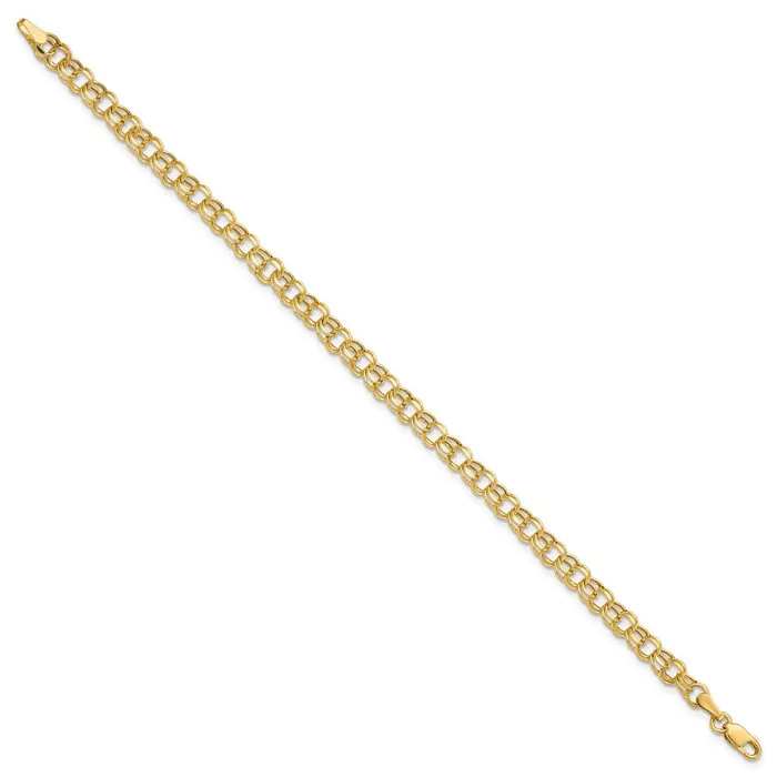 14k 8in 45mm Hollow Double Link Charm BraceletWBCDOH218 WB Choice Jewelry Bracelets
