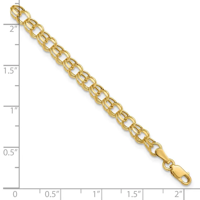 14k 8in 45mm Hollow Double Link Charm BraceletWBCDOH218 WB Choice Jewelry Bracelets