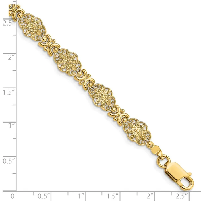 14K Flower wScalloped Edge Link BraceletWBCFB144975 WB Choice Jewelry Bracelets