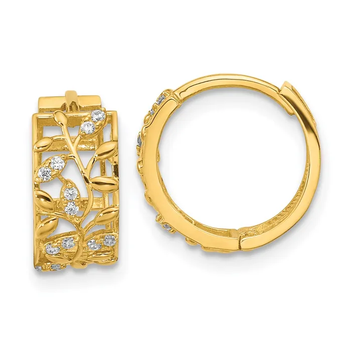 14k Madi K CZ Fancy Leaves Hinged Hoop EarringsWBCGK936 WB Choice Jewelry Earrings 14k Madi K CZ Fancy Leaves Hinged Hoop EarringsWBCGK936 WB Choice Jewelry Earrings