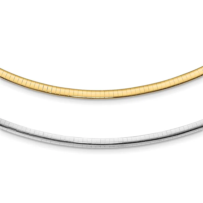 14k Twotone Lt Reversible 4mm Omega wextender NecklaceWBCROML418 WB Choice Jewelry Necklaces 14k Twotone Lt Reversible 4mm Omega wextender NecklaceWBCROML418 WB Choice Jewelry Necklaces