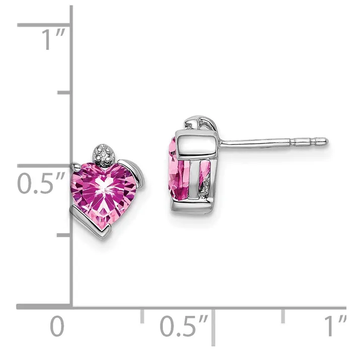 14k White Gold Created Pink Sapphire and Diamond Heart EarringsWBCEM7028CPS001WA WB Choice Jewelry Earrings