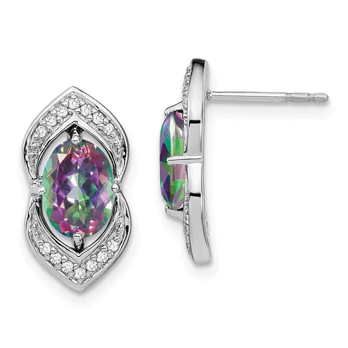 14k White Gold Mystic Fire Topaz and Diamond Post EarringsWBCEM7088FT014WA WB Choice Jewelry Earrings 14k White Gold Mystic Fire Topaz and Diamond Post EarringsWBCEM7088FT014WA WB Choice Jewelry Earrings