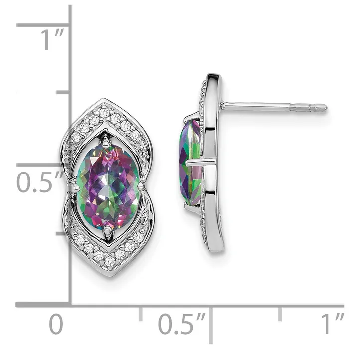 14k White Gold Mystic Fire Topaz and Diamond Post EarringsWBCEM7088FT014WA WB Choice Jewelry Earrings