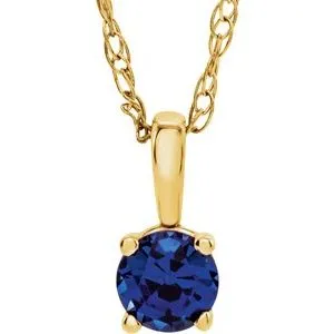 14K Yellow 3 mm Round Blue Sapphire Youth Birthstone 14 Necklace2839370070PSTWBC WB Choice Jewelry Necklaces 14K Yellow 3 mm Round Blue Sapphire Youth Birthstone 14 Necklace2839370070PSTWBC WB Choice Jewelry Necklaces