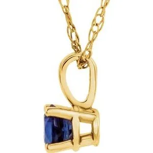 14K Yellow 3 mm Round Blue Sapphire Youth Birthstone 14 Necklace2839370070PSTWBC WB Choice Jewelry Necklaces