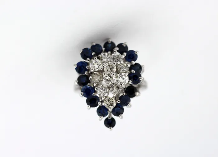 14KW 152 CTTW SAPPHIRE AND DIAMOND RING 108 CTTW HSI2 FULLERS PURCHASE FROM PUBLIC Rings 14KW 152 CTTW SAPPHIRE AND DIAMOND RING 108 CTTW HSI2 FULLERS PURCHASE FROM PUBLIC Rings