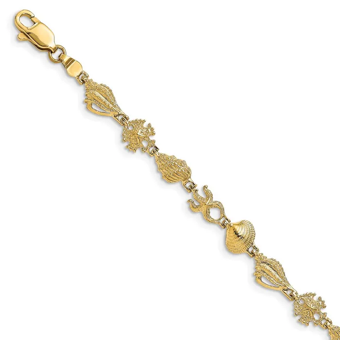 Bracelets WB Choice Jewelry 14K 2D Textured Multi Shell Link BraceletWBCFB17157 Bracelets WB Choice Jewelry 14K 2D Textured Multi Shell Link BraceletWBCFB17157