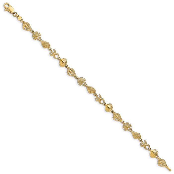 Bracelets WB Choice Jewelry 14K 2D Textured Multi Shell Link BraceletWBCFB17157 Bracelets WB Choice Jewelry 14K 2D Textured Multi Shell Link BraceletWBCFB17157