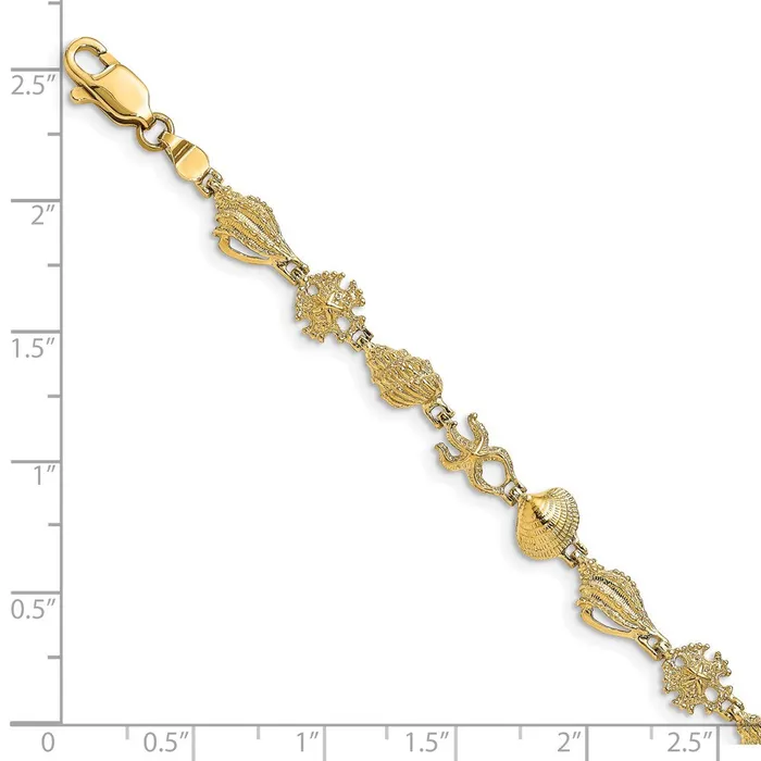 Bracelets WB Choice Jewelry 14K 2D Textured Multi Shell Link BraceletWBCFB17157 Bracelets WB Choice Jewelry 14K 2D Textured Multi Shell Link BraceletWBCFB17157