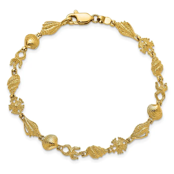 Bracelets WB Choice Jewelry 14K 2D Textured Multi Shell Link BraceletWBCFB17157 Bracelets WB Choice Jewelry 14K 2D Textured Multi Shell Link BraceletWBCFB17157