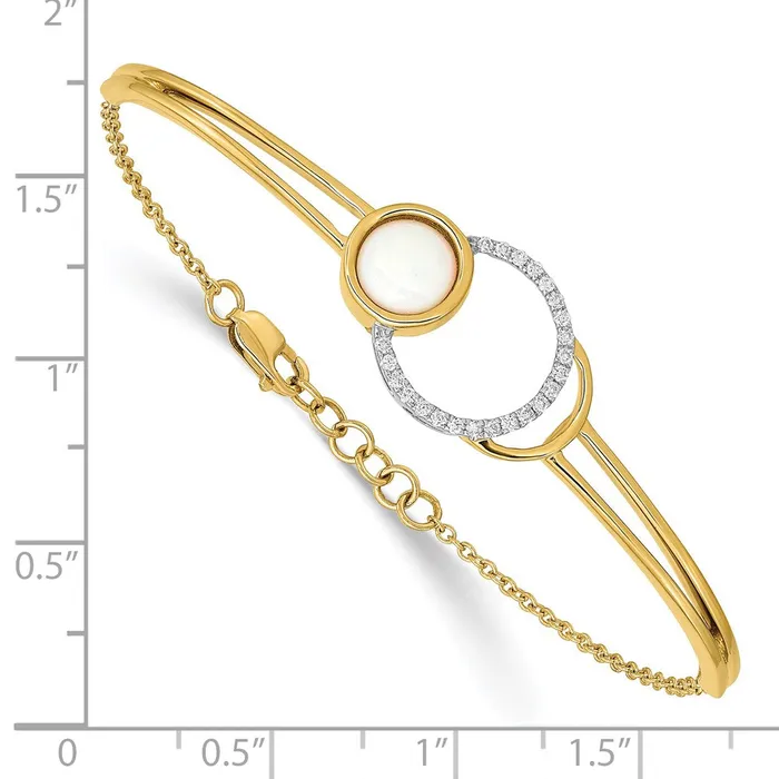 Bracelets WB Choice Jewelry 14k Polished Diamond Opal Circle Bar 7in w5in ext BraceletWBCBM6908OP016YA