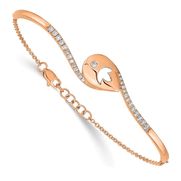 Bracelets WB Choice Jewelry 14k Rose Gold PDiamond Teardrop Flower Bar 7in w5 ext BraceletWBCBM6882038RA Bracelets WB Choice Jewelry 14k Rose Gold PDiamond Teardrop Flower Bar 7in w5 ext BraceletWBCBM6882038RA