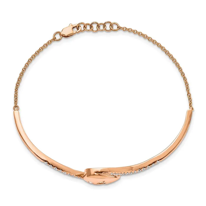 Bracelets WB Choice Jewelry 14k Rose Gold PDiamond Teardrop Flower Bar 7in w5 ext BraceletWBCBM6882038RA