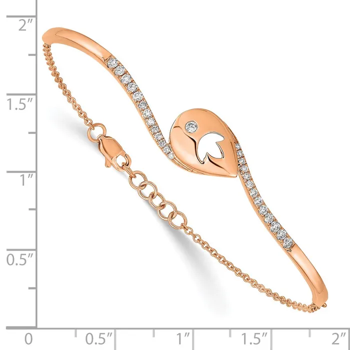 Bracelets WB Choice Jewelry 14k Rose Gold PDiamond Teardrop Flower Bar 7in w5 ext BraceletWBCBM6882038RA