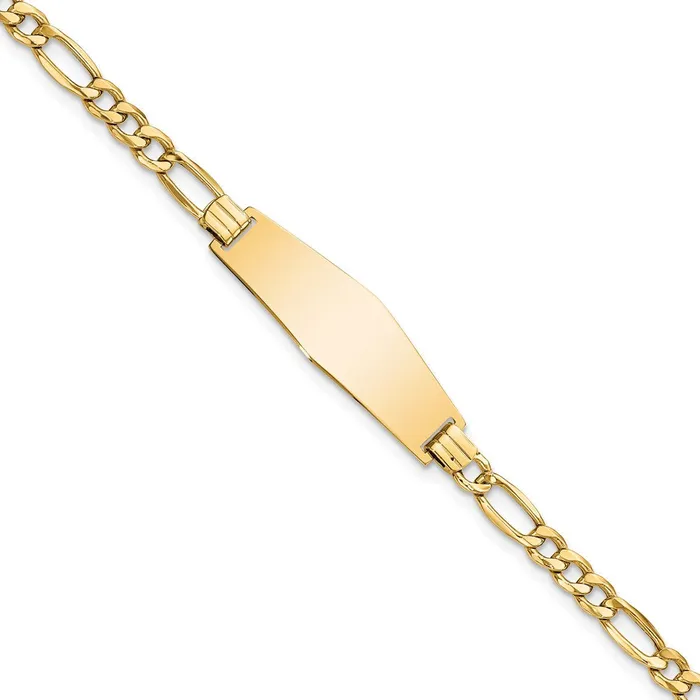 Bracelets WB Choice Jewelry 14k Semisolid Soft Diamond Shape Figaro Link ID BraceletWBCDCID108C7 Bracelets WB Choice Jewelry 14k Semisolid Soft Diamond Shape Figaro Link ID BraceletWBCDCID108C7