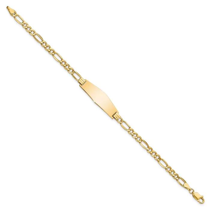 Bracelets WB Choice Jewelry 14k Semisolid Soft Diamond Shape Figaro Link ID BraceletWBCDCID108C7
