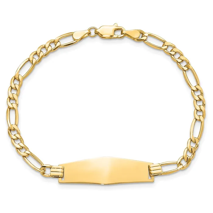 Bracelets WB Choice Jewelry 14k Semisolid Soft Diamond Shape Figaro Link ID BraceletWBCDCID108C7