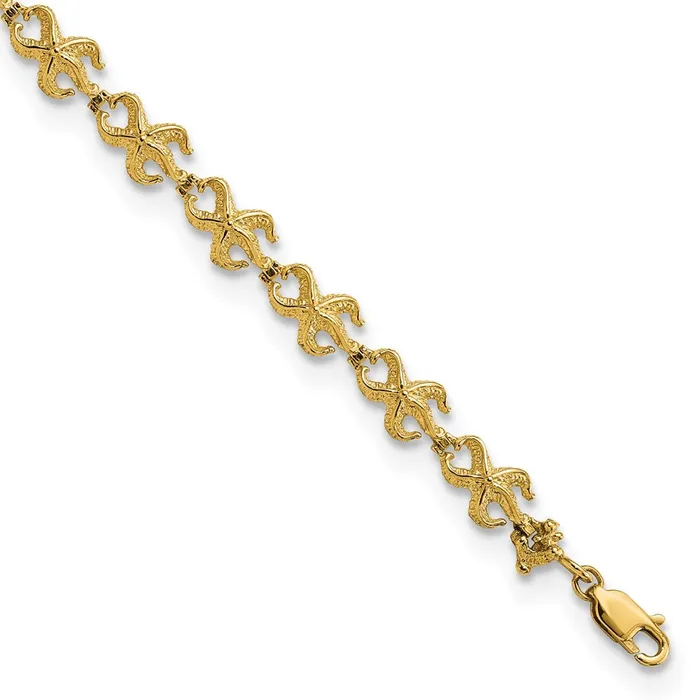 Bracelets WB Choice Jewelry 14k Textured Starfish 725in BraceletWBCFB1633725 Bracelets WB Choice Jewelry 14k Textured Starfish 725in BraceletWBCFB1633725