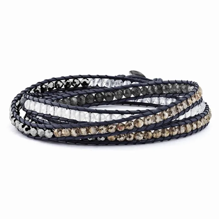 Bracelets White JadeGrey QuartzMulti Crystal1in ext Multiwrap Leather BraceletWBCBF2108 WB Choice Jewelry Bracelets White JadeGrey QuartzMulti Crystal1in ext Multiwrap Leather BraceletWBCBF2108 WB Choice Jewelry