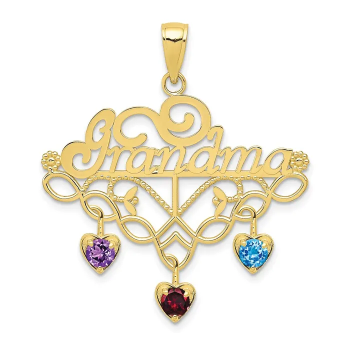 Charm Necklaces WB Choice Jewelry 10K GRANDMA Birthstone Charm Holder PendantWBC10K4723