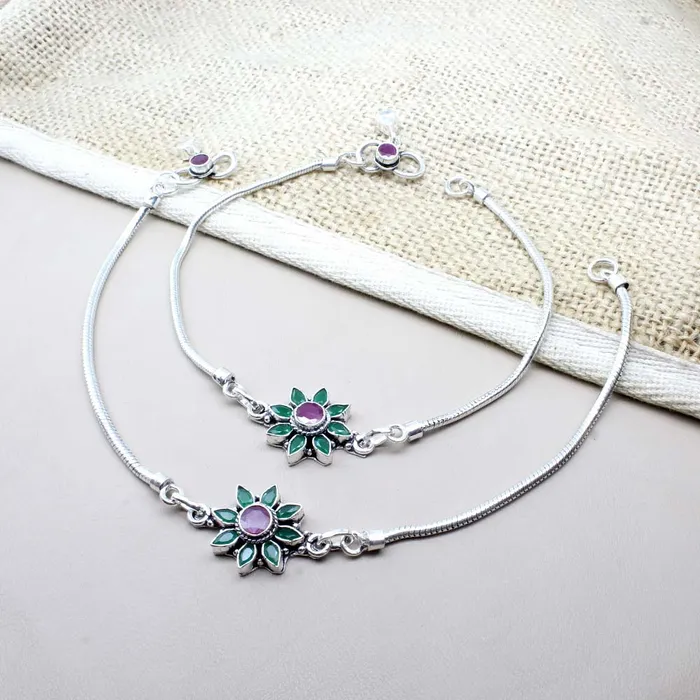Cute Ethnic Style 925 Real Solid Silver CZ Oxidized Anklets Ankle 108 Karizma Jewels Earrings Cute Ethnic Style 925 Real Solid Silver CZ Oxidized Anklets Ankle 108 Karizma Jewels Earrings