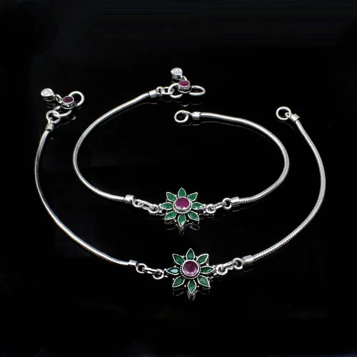 Cute Ethnic Style 925 Real Solid Silver CZ Oxidized Anklets Ankle 108 Karizma Jewels Earrings