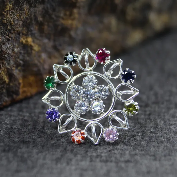 Cute Statement Real Sterling Silver Multi CZ Women Nose Stud Push Pin Karizma Jewels Earrings