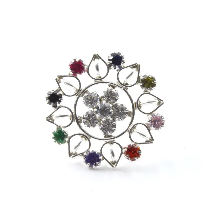 Cute Statement Real Sterling Silver Multi CZ Women Nose Stud Push Pin Karizma Jewels Earrings
