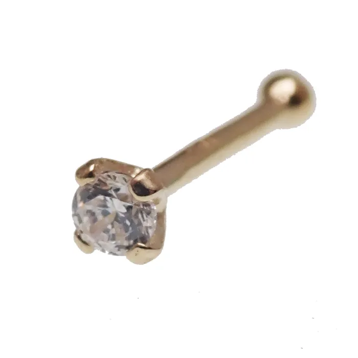 CZ 14k Gold Nose Stud 20g Body Clickers Earrings CZ 14k Gold Nose Stud 20g Body Clickers Earrings