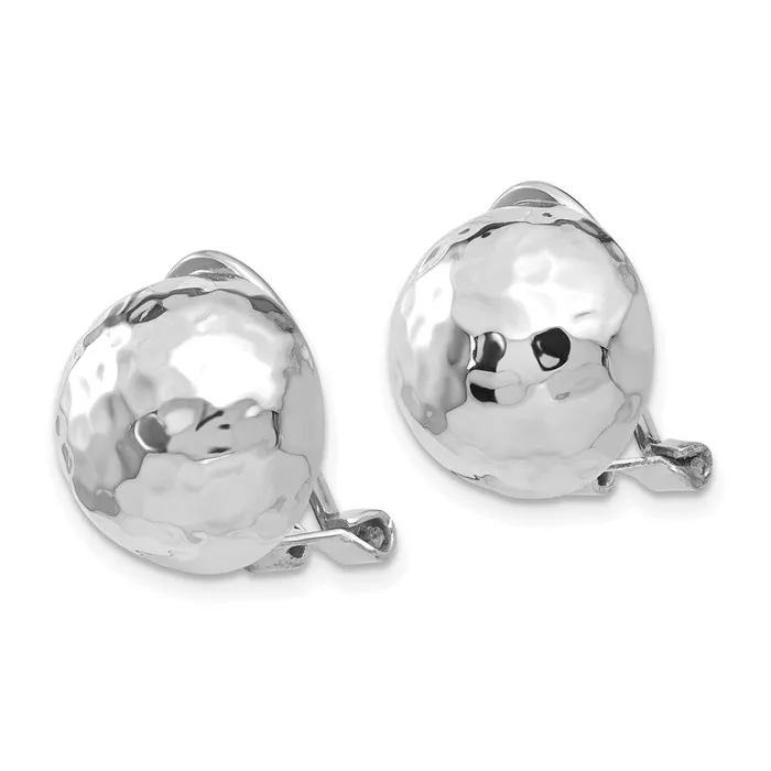Earrings 14k White Gold 12mm Hammered Nonpierced EarringsWBCH894 WB Choice Jewelry