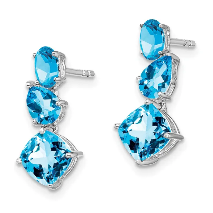 Earrings 14k White Gold Blue Topaz Dangle EarringsWBCEM7457BTW WB Choice Jewelry