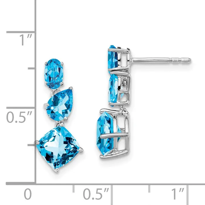 Earrings 14k White Gold Blue Topaz Dangle EarringsWBCEM7457BTW WB Choice Jewelry