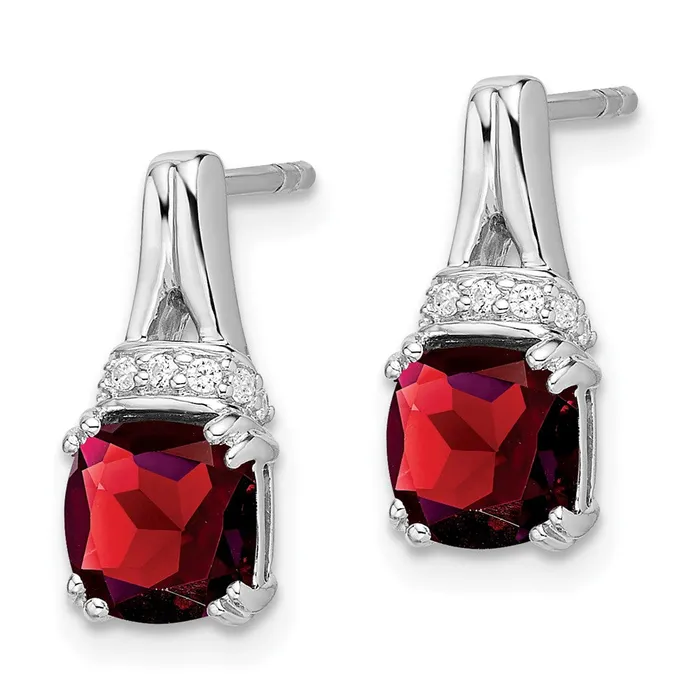 Earrings 14k White Gold Garnet and Diamond EarringsWBCEM7074GA007WA WB Choice Jewelry