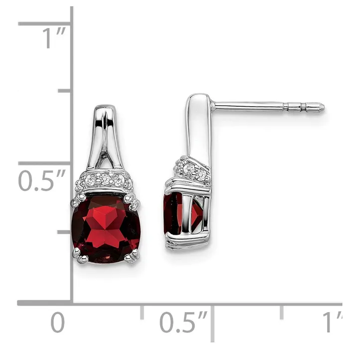Earrings 14k White Gold Garnet and Diamond EarringsWBCEM7074GA007WA WB Choice Jewelry