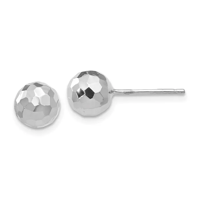 Earrings 14K White Gold Polished Diamond Cut 7MM Ball Post EarringsWBCH1015 WB Choice Jewelry Earrings 14K White Gold Polished Diamond Cut 7MM Ball Post EarringsWBCH1015 WB Choice Jewelry