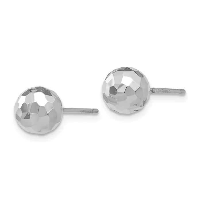 Earrings 14K White Gold Polished Diamond Cut 7MM Ball Post EarringsWBCH1015 WB Choice Jewelry