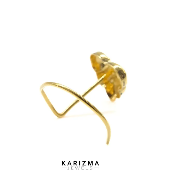 Earrings Karizma Jewels 22k Real Gold Indian Women Oxidized Heart design Twisted Nose Stud