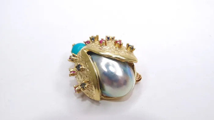 Earrings Vintage by Misty Pearl and 14k Gold Ladybug Broach